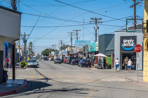 streets of Los Algodones in Mexico lined up with dental clinics